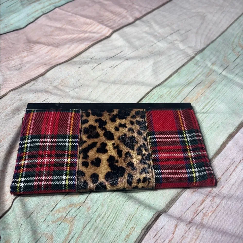 Red Plaid & Leopard Print Clutch Wallet EPC